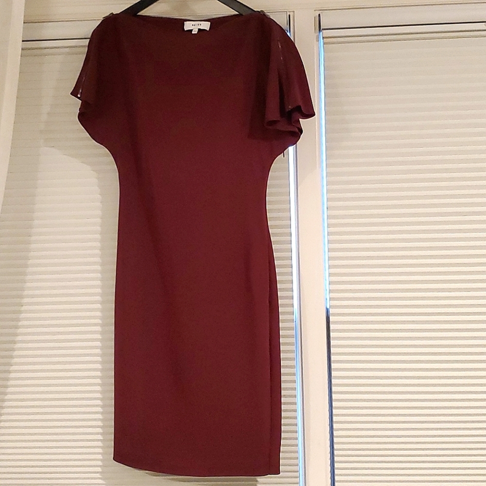 Reiss Flutter Sleeve Dress with Zipper Detail